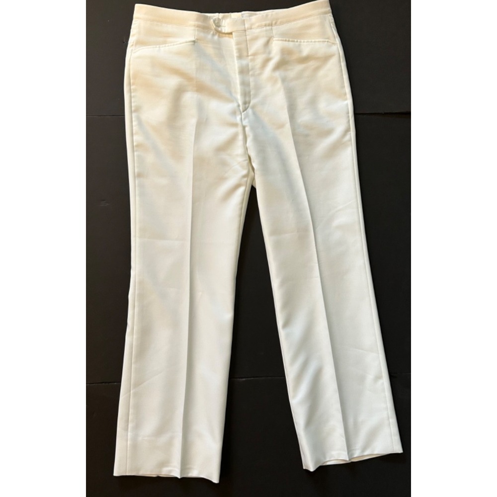 Vtg Jaymar Sansabelt White Poly Dress Pantsโ Golf 38x31